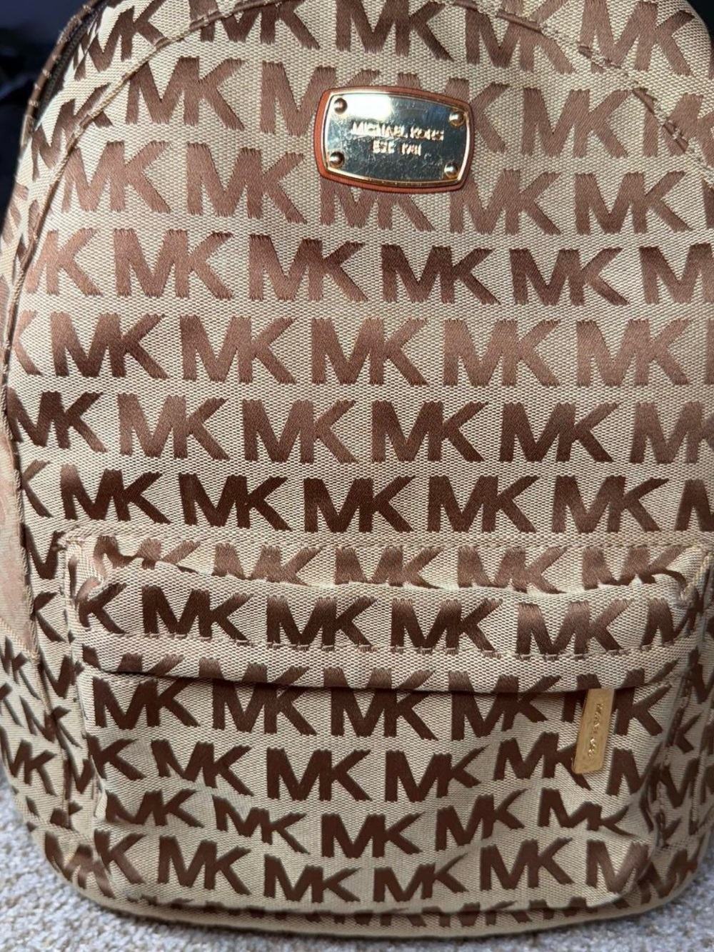Michael Kors Brown and Tan MK Logo Backpack
